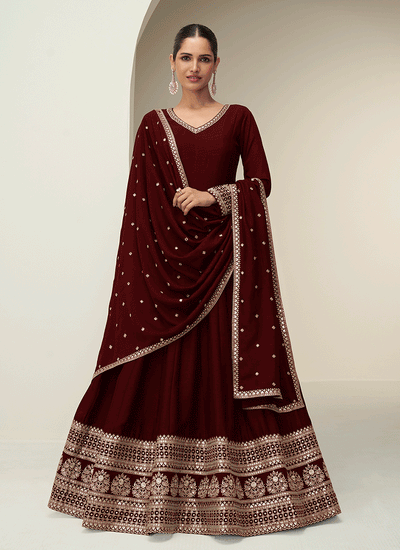 Ready To Wear Maroon Anarkali Suit