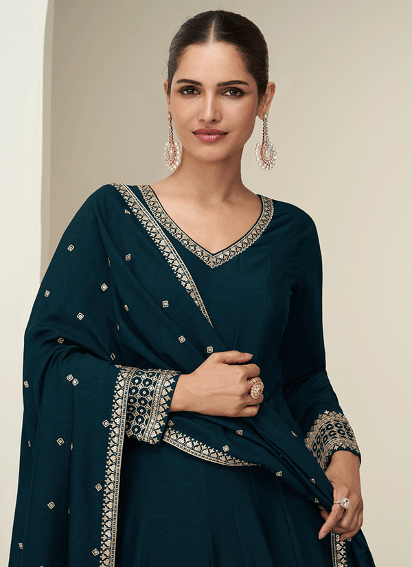 Ready To Wear Turquoise Anarkali Suit
