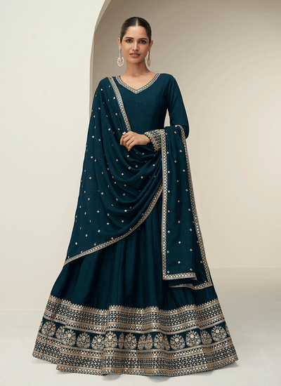 Ready To Wear Turquoise Anarkali Suit