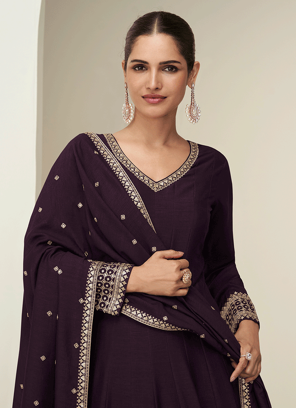 Ready To Wear Deep Purple Anarkali Suit