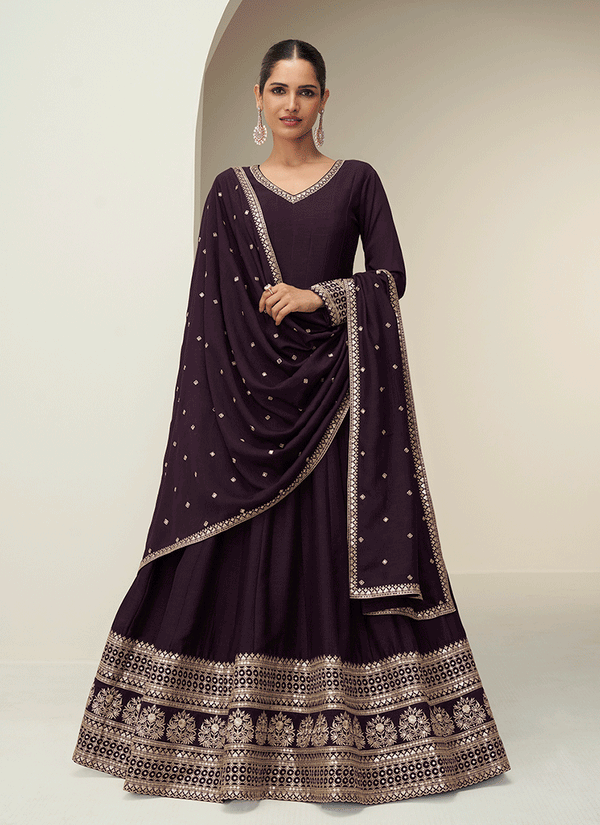 Ready To Wear Deep Purple Anarkali Suit