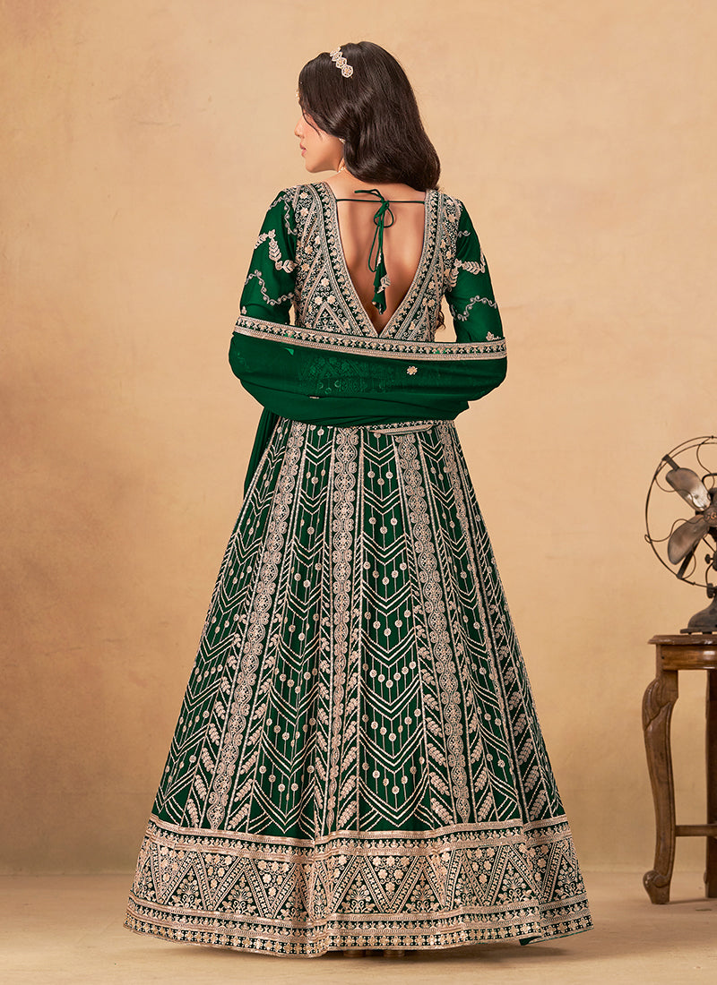 Buy Dark Green Anarkali Suit In USA