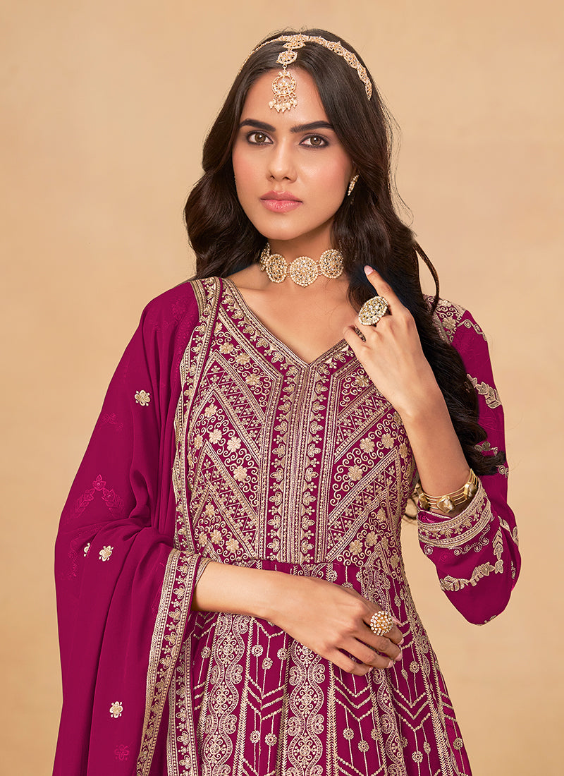 Shop Magenta Pink Anarkali Suit In Canada