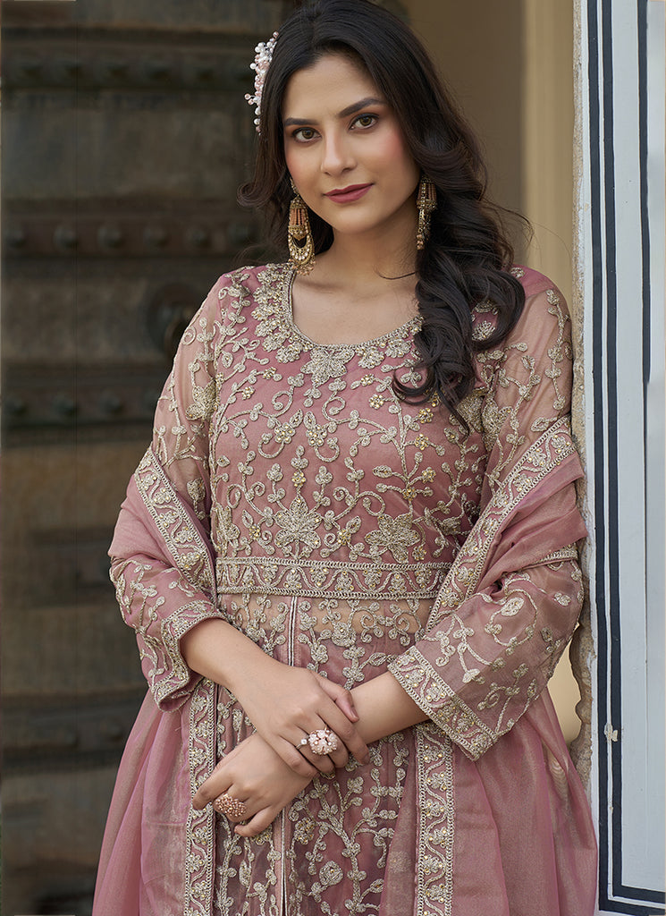 Buy Pink Front Slit Style Anarkali Suit In Canada
