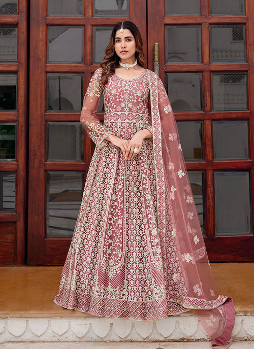 Rose Pink Festive Anarkali Suit