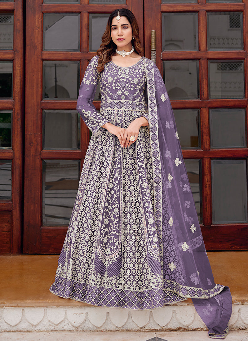 Purple Festive Anarkali Suit