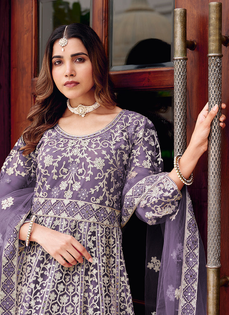 Buy Purple Anarkali Suit In USA