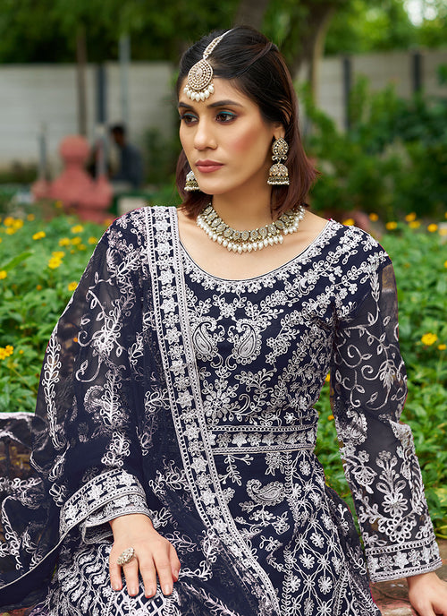 Buy Navy Blue Anarkali Suit In Canada
