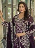 Buy Wine Front Slit Style Anarkali Suit In UK