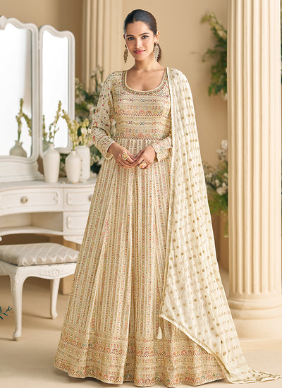 Buy White Festive Anarkali Suit