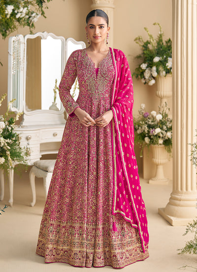 Latest Magenta Pink Festive Anarkali Suit