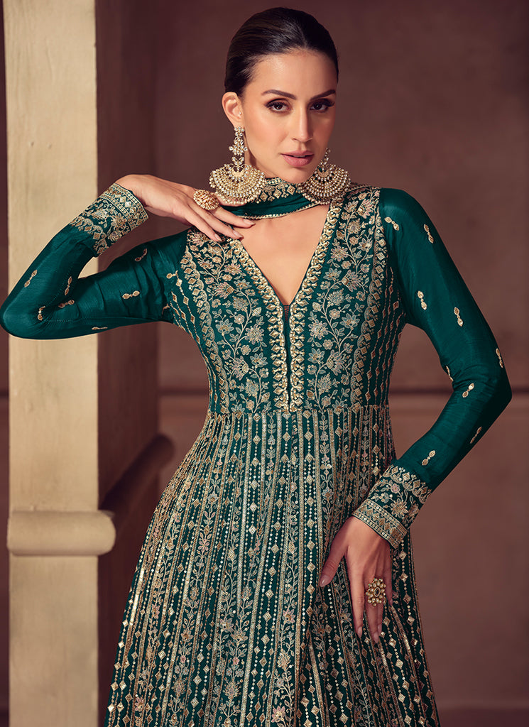 Buy Green Anarkali Suit In Canada