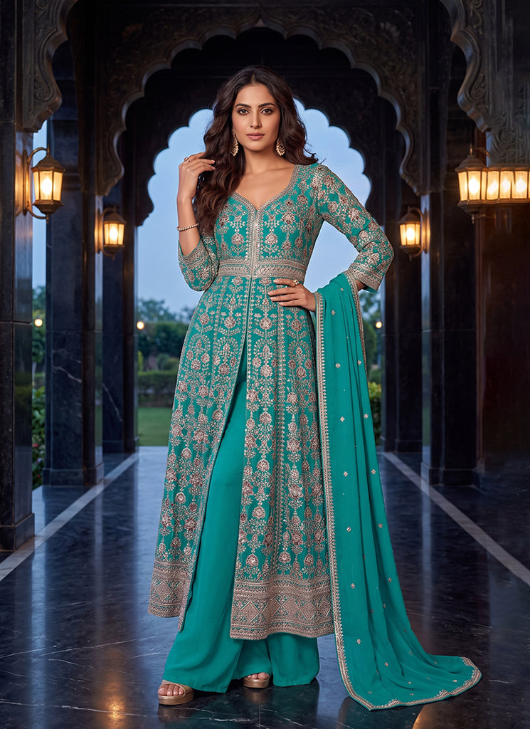 Shop Purple Anarkali Palazzo Suit In UK

