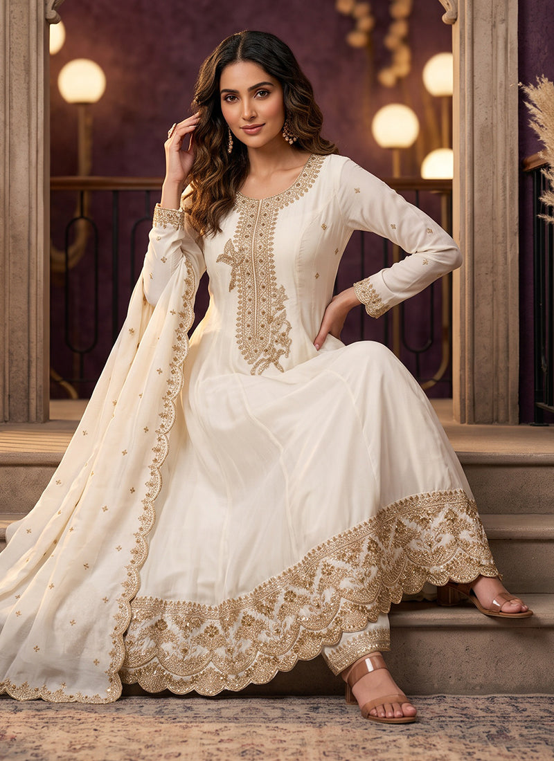 Shop White Anarkali Suit Online