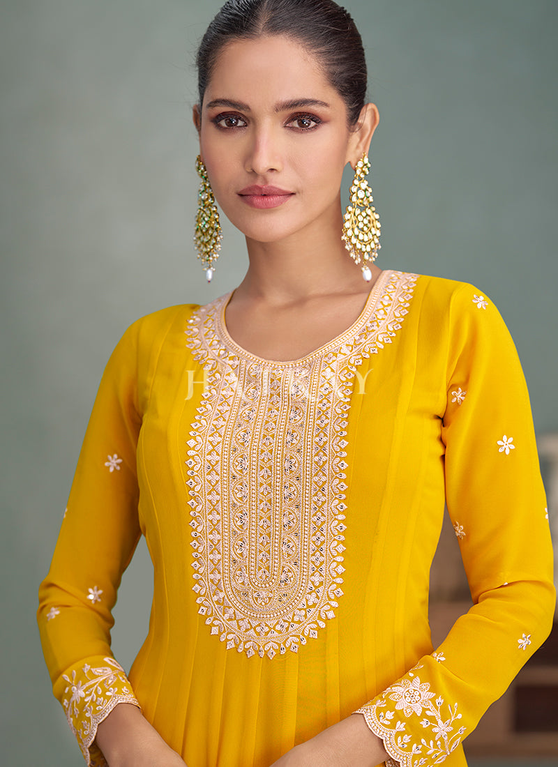 Buy Yellow Anarkali Suit For Mehendi In Canada