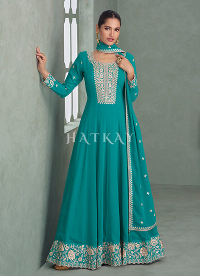 Turquoise Anarkali Suit