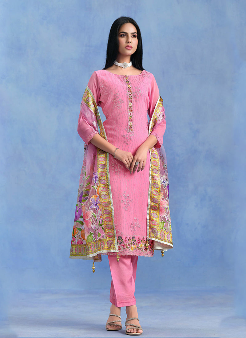 Baby Pink Floral Embroidered Salwar Kameez