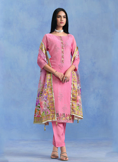 Baby Pink Floral Embroidered Salwar Kameez