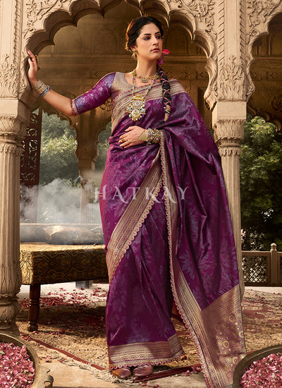 Purple Banarasi Silk Saree