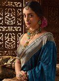 Buy Traditional Turquoise Silk Saree n USA