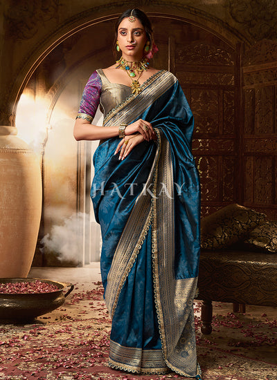 Turquoise Silk Saree