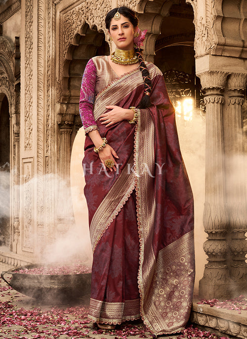 Deep Red Saree
