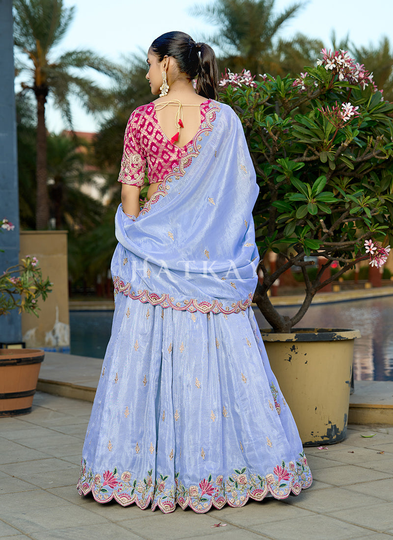 Blue And Magenta Lengha Choli In UK