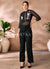 Black Floral Embroidery Organza Co-Ord Set