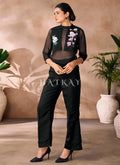Black Floral Embroidery Organza Co-Ord Set