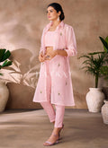 Light Pink Embroidery Organza Co-Ord Set