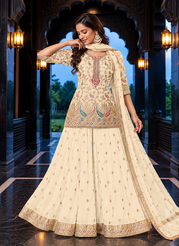 Buy Bollywood Ivory Gharara Suit In Australia
