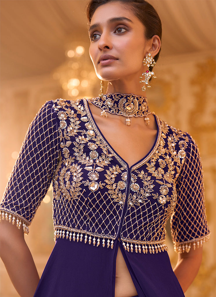 Shop Violet Peplum Palazzo Suit In Canada