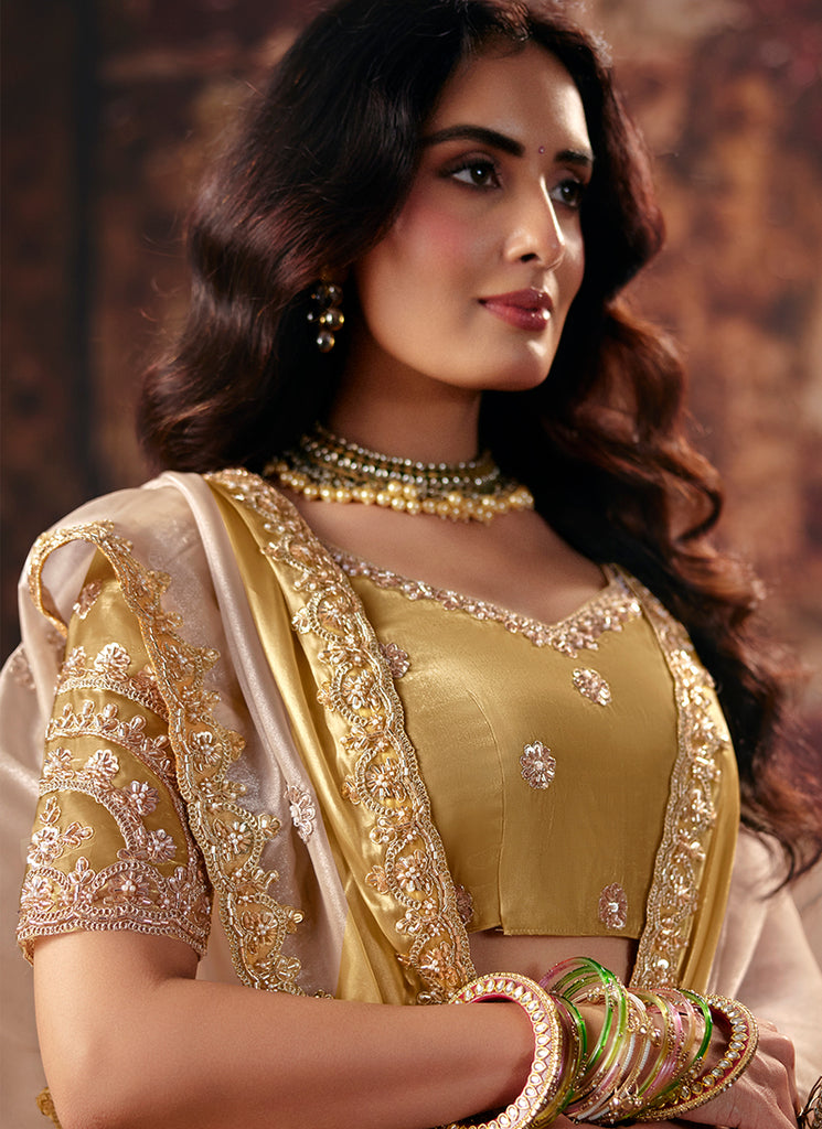 Buy Ivory Yellow Wedding Saree In Canada