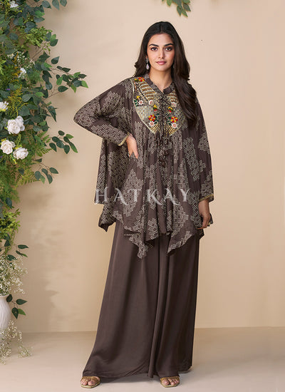 Dark Brown Palazzo Suit
