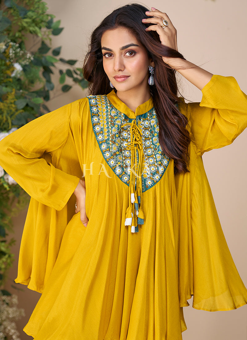Shop Yellow Palazzo Suit For Mehendi Function
