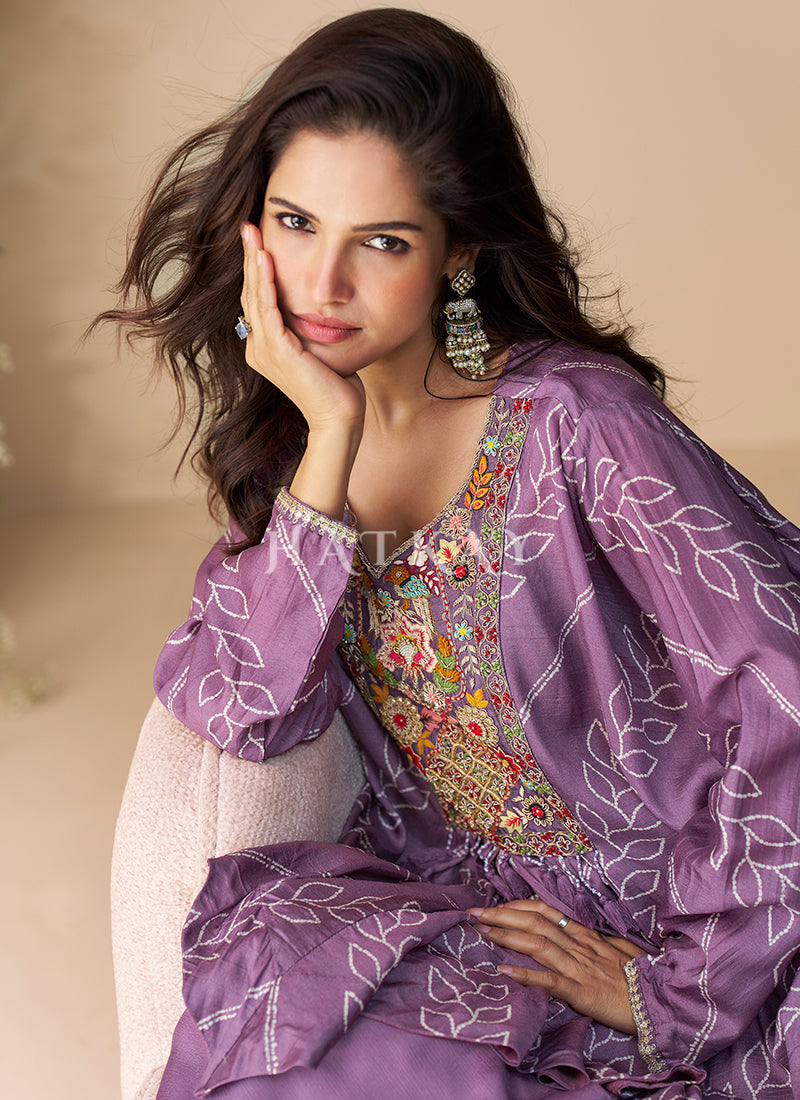 Buy Lavender Palazzo Suit In USA