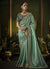 Sea Green Wedding Saree And Maroon Blouse