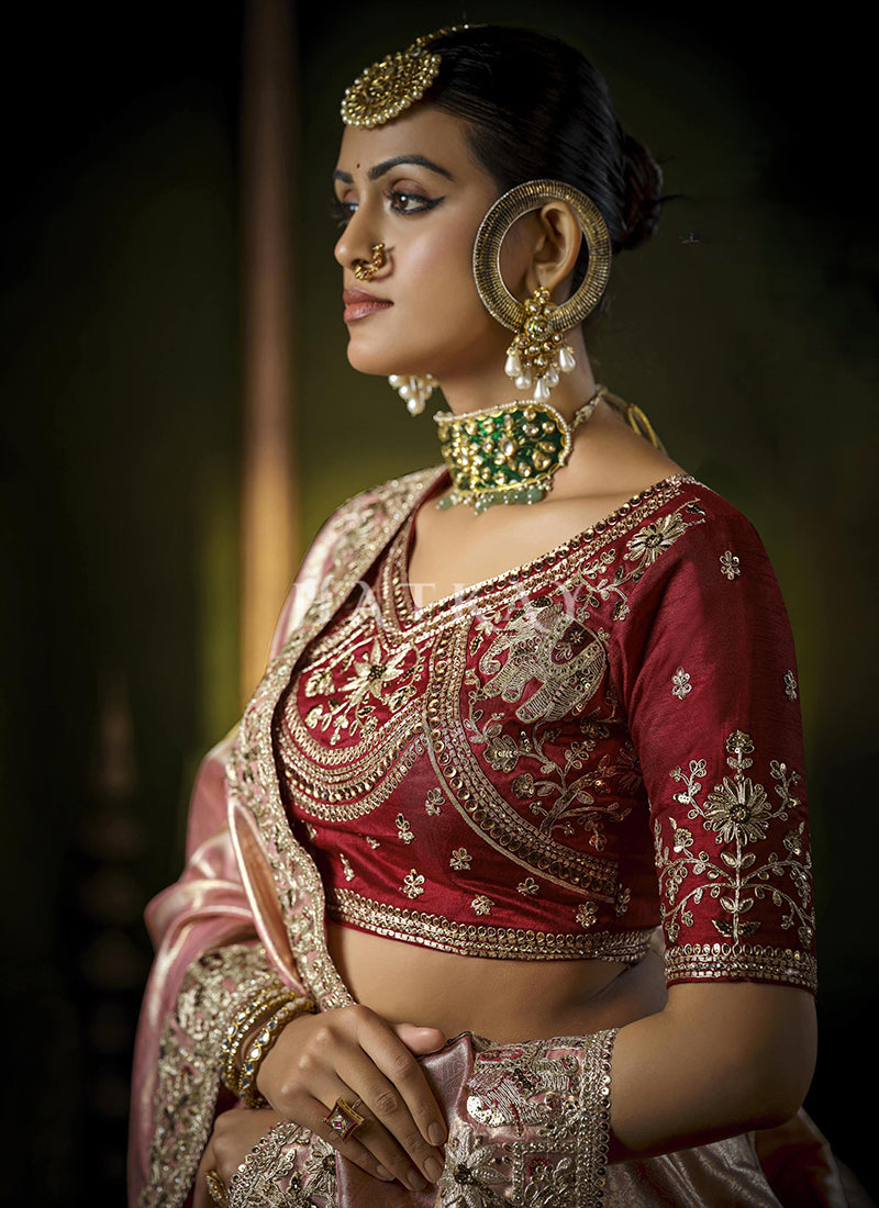 Buy Rose Pink Kanjivaram Sari Online 