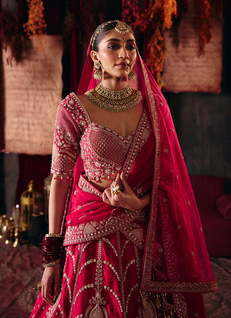Shop Hot Pink Silk Lehenga Choli Online