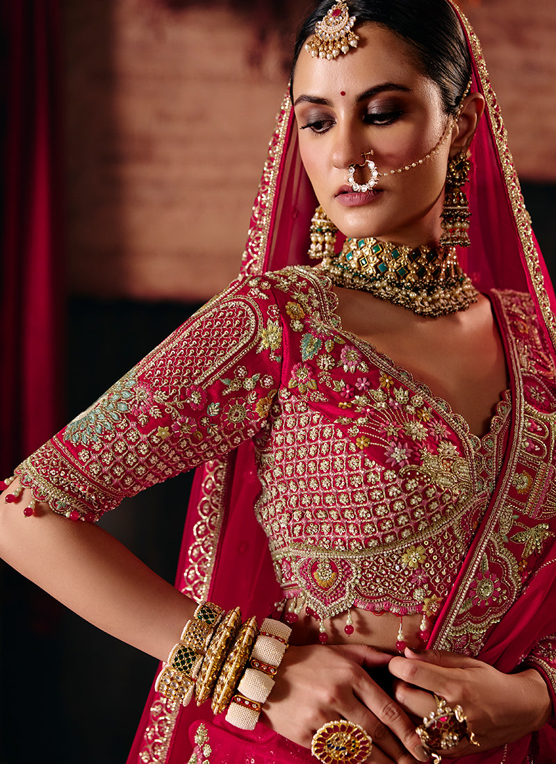 Buy Red Multi Embroidered Lehenga Choli In Australia