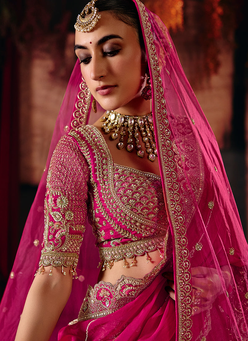 Buy Magenta Silk Lehenga Choli In UK