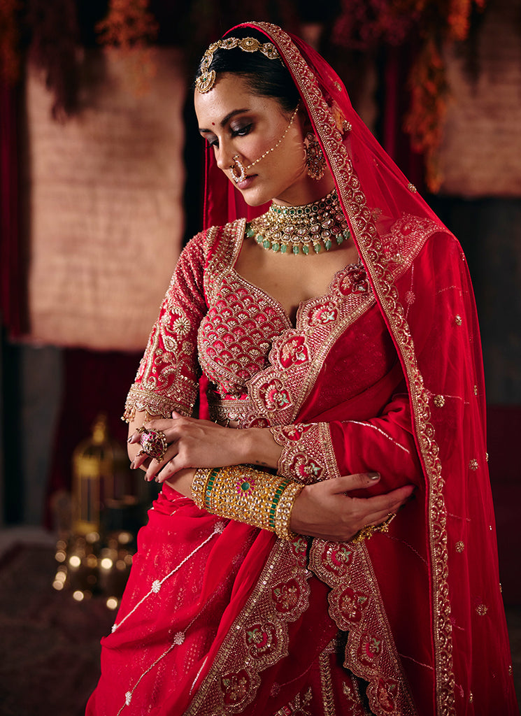 Buy Crimson Red Lehenga Choli In Canada