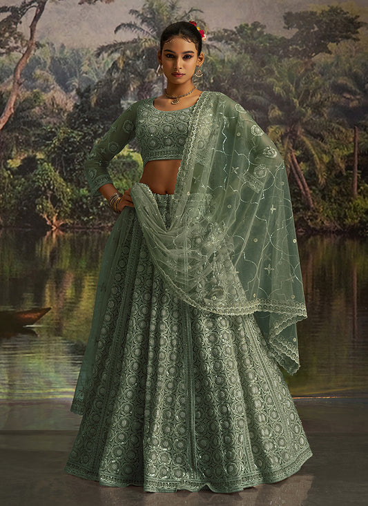 Buy Green Lehengas In USA UK & Canada