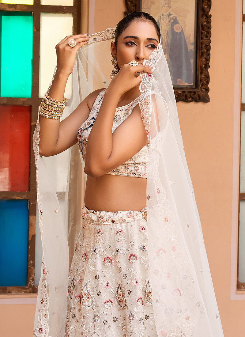 Buy Pearl White Lehenga Choli In UK
