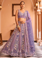 Amethyst Purple Multi Embroidery Bridal Lehenga Choli