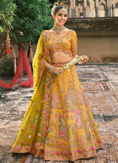 Yellow And Lime Bridal Lehenga Choli