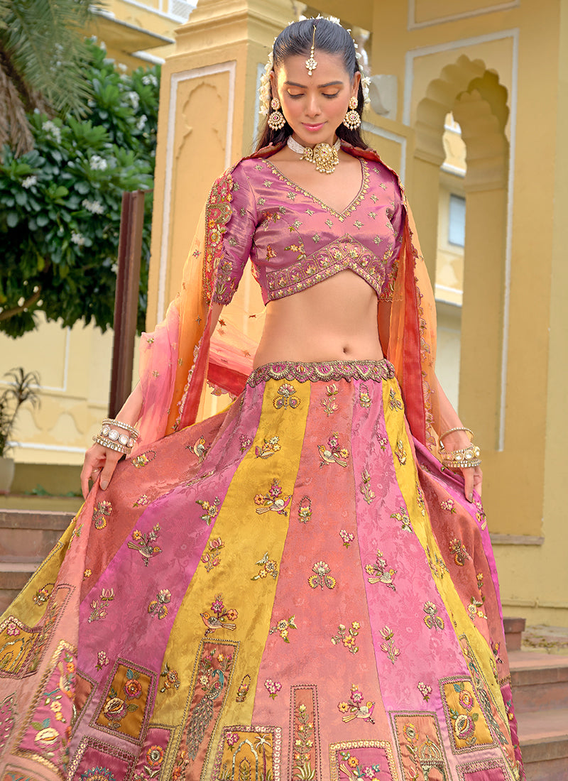 Buy Pink And Peach Bridal Lehenga Choli In Canada