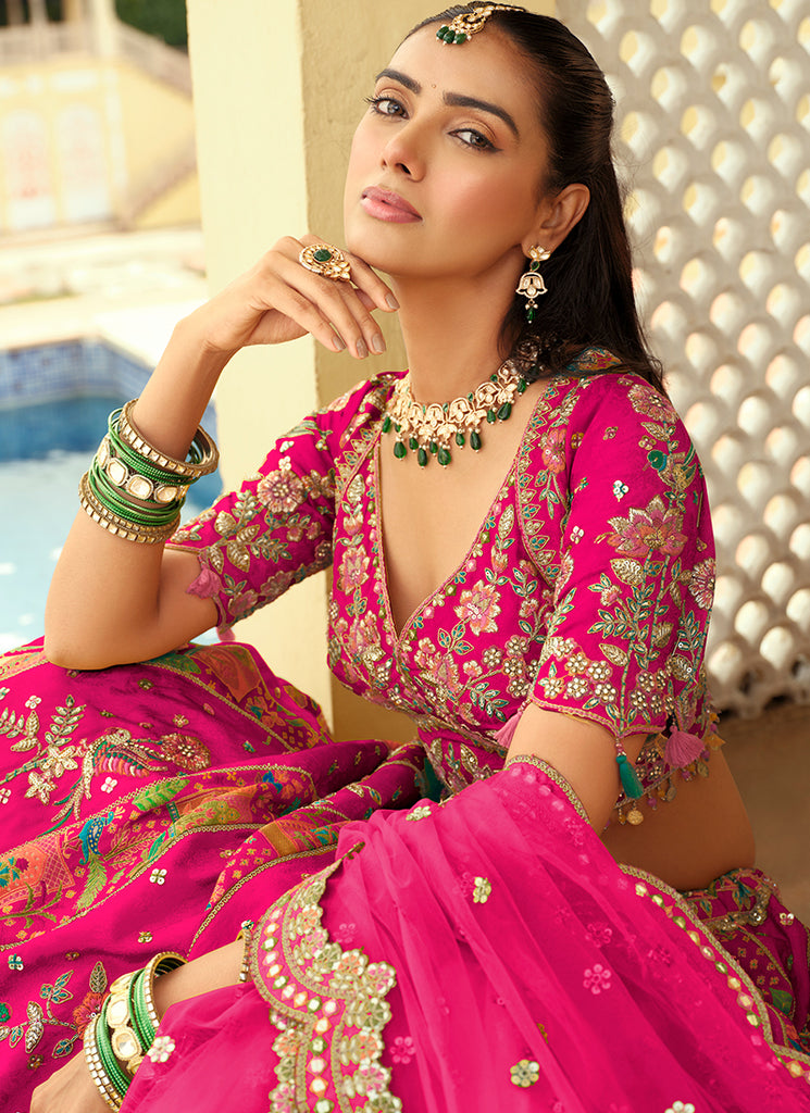 Shop Magenta Pink Bridal Lengha Choli In Canada