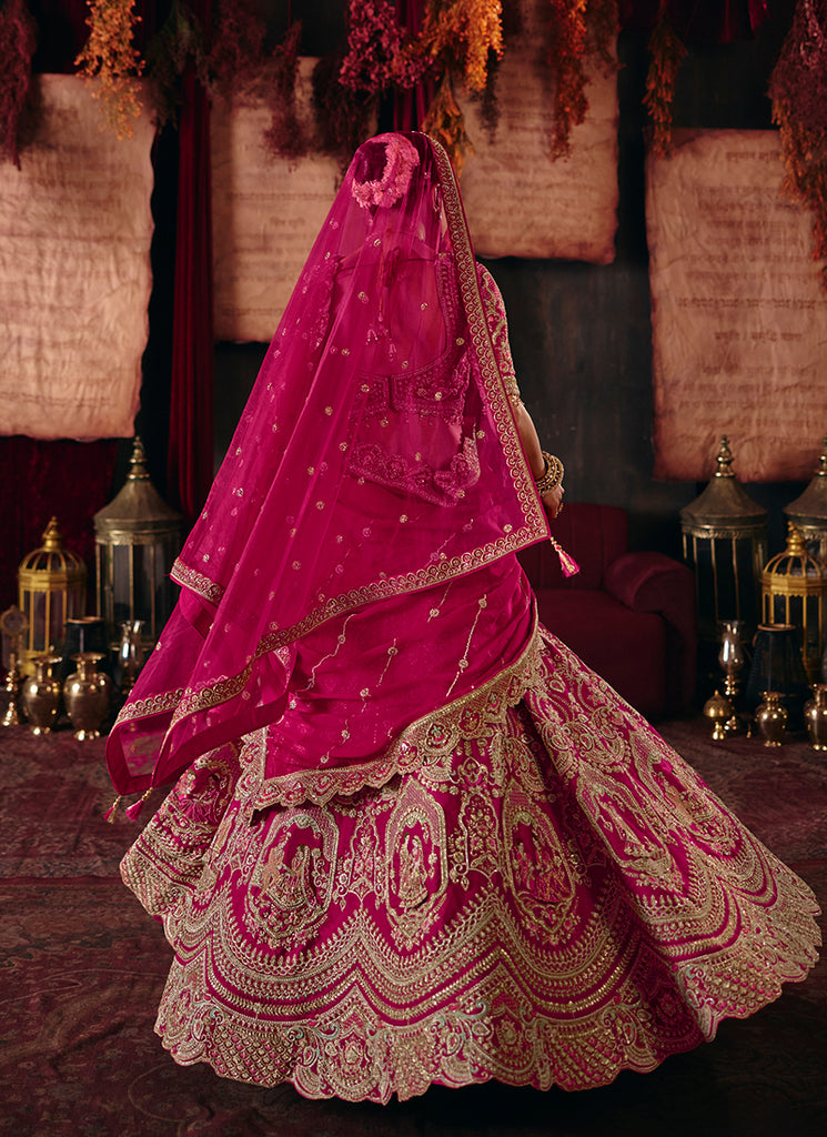 Shop Magenta Embroidered Silk Lehenga Choli In Canada