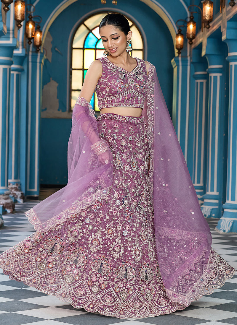 Shop Mauve Purple Bridal Lehenga Choli Online